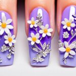 coffin 3d flower acrylic nails