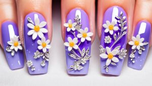 coffin 3d flower acrylic nails